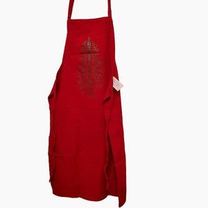 Christmas Apron, Red with Mistletoe & Gifts, Irresistible, Holiday Kitchen Gift